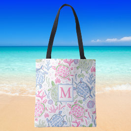 Bolso De Tela Monograma de Tortugas Marinas al Acuarela / Coster