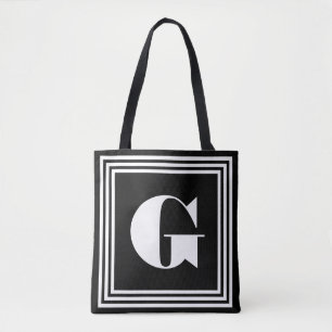 Bolso De Tela Monograma de trama negrita 3   Blanco y negro
