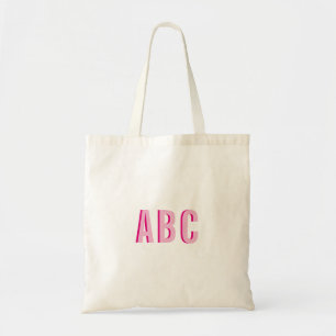 Bolso De Tela Monograma de tres letras apiladas en rosa negrita