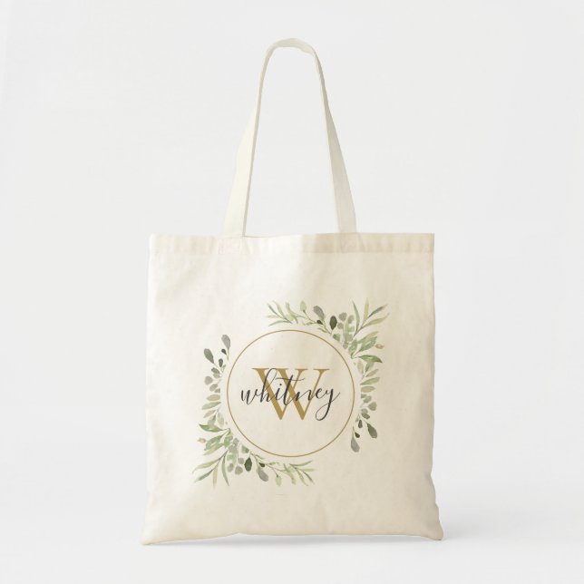 Bolso De Tela Monograma de verde guion elegante (Frente)