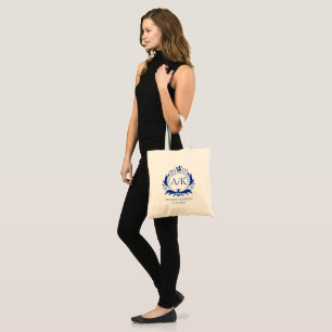 Bolso De Tela Monograma del Boda de la Corona de Lujo Azul