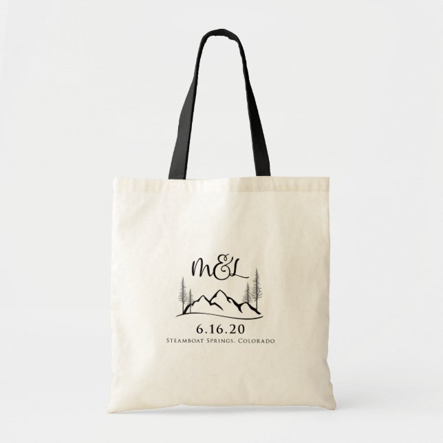 Bolso De Tela Monograma del Boda de montaña - Diseño personaliza (Frente)
