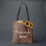 Bolso De Tela Monograma del Boda del girasol de la madera y la m<br><div class="desc">Rústica Madera y Burlap Sunflower Country Farmhouse Moda Boda Monograma Tote Bags - Con el estilo de letra de un cepillo de moda! ~ Revisa mi tienda para ver toda la suite boda para este diseño!</div>