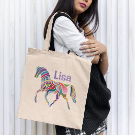 Bolso De Tela Monograma del caballo arcoiris colorido