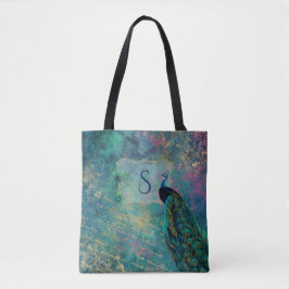 Bolso De Tela Monograma del collarín de pavo real
