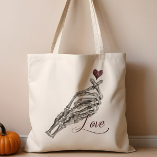 Bolso De Tela Monograma del corazón de la mano del esqueleto gót