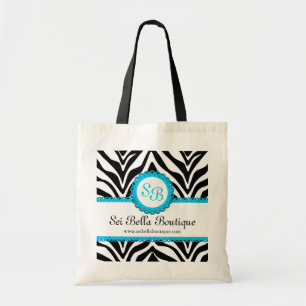 Bolso De Tela Monograma del cordón del estampado de zebra y de