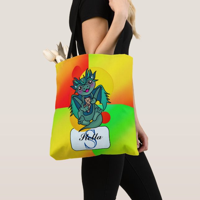 Bolso De Tela Monograma del dragón verde brillante (Detalle)