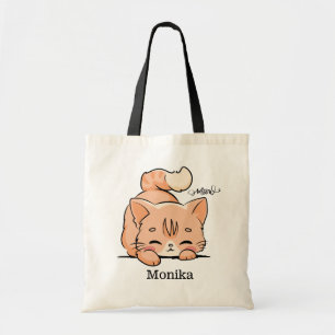 Bolso De Tela Monograma del gato del gato del perro Naranja lind