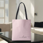 Bolso De Tela Monograma del guión de Rubor Dusty Pink White Girl<br><div class="desc">Rubor Dusty Pink Elegant Añade Tu Propio Nombre Monograma Bolsa Del Libro. Esta Bolsa de Libros puede ser personalizada para incluir su nombre inicial y de pila y entregarse como regalo para Navidades,  Dulce 16 Cumpleaños,  Ducha de Novias o un Boda.</div>