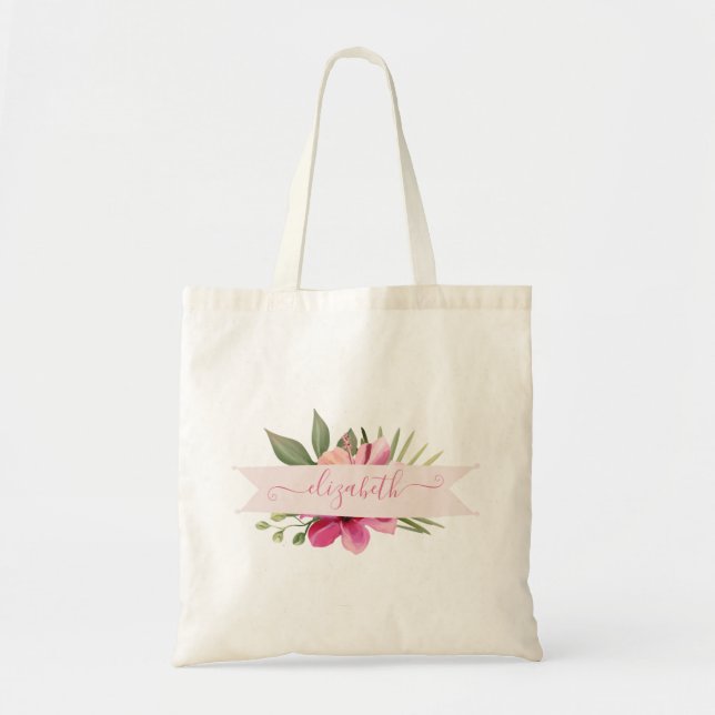 Bolso De Tela Monograma del Hibiscus Tropical (Frente)
