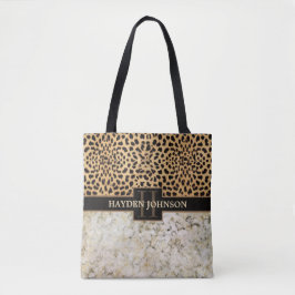 Bolso De Tela Monograma del mármol del punto del leopardo
