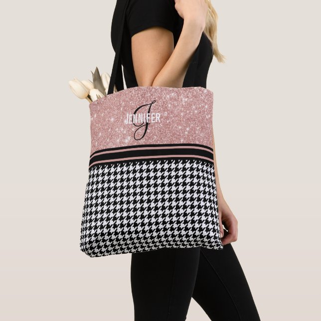 Bolso De Tela Monograma del nombre de galpón del Purpurina Rosa  (Detalle)