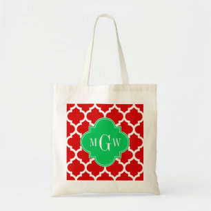 Bolso De Tela Monograma del nombre esmeralda #5 de Marruecos roj
