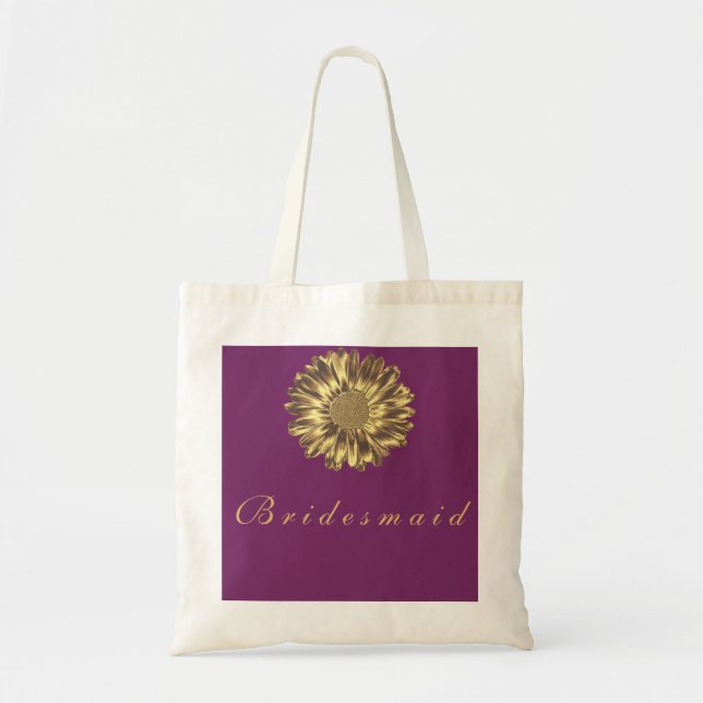Bolso De Tela Monograma del nombre personalizado del girasol dor (Frente)