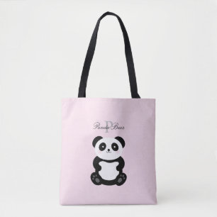 Bolso De Tela Monograma del oso panda de la bebé de una chica li