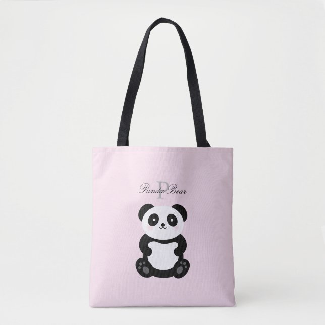 Bolso De Tela Monograma del oso panda de la bebé de una chica li (Anverso)