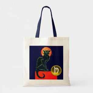 BOLSO DE TELA MONOGRAMA DEL PARTIDO GATO HALLOWEEN NEGRO