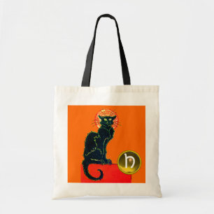 BOLSO DE TELA MONOGRAMA DEL PARTIDO GATO HALLOWEEN NEGRO