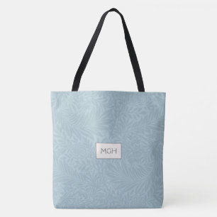 Bolso De Tela Monograma del patrón botánico floral azul
