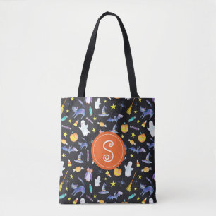 Bolso De Tela Monograma del patrón de amigos de Halloween