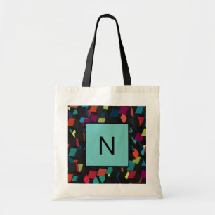 Bolso De Tela Monograma del patrón de cubo geométrico abstracto