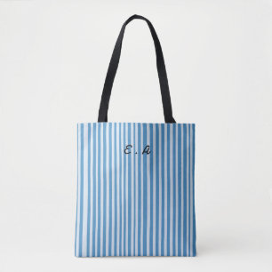 Bolso De Tela Monograma del patrón de franjas de cosecha azul