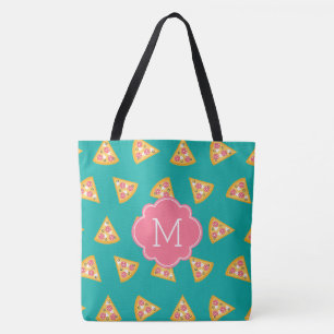 Bolso De Tela Monograma del patrón de las lonas de pizza diverti