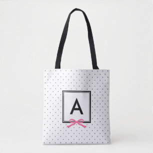 Bolso De Tela Monograma del patrón de punto de polka de cinta ro
