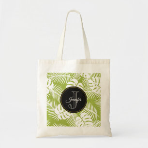 Bolso De Tela Monograma del patrón de selva tropical de hojas de