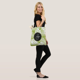 Bolso De Tela Monograma del patrón de selva tropical de hojas de