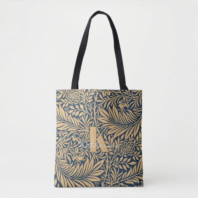 Bolso De Tela Monograma del patrón de William Morris Larkspur (Anverso)