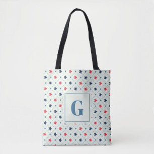 Bolso De Tela Monograma del patrón geométrico de la línea de pun