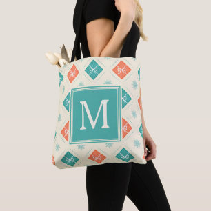 Bolso De Tela Monograma del patrón nórdico elegante inicial