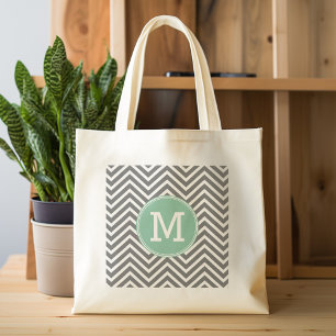 Bolso De Tela Monograma del Personalizado de Chevrras verdes de
