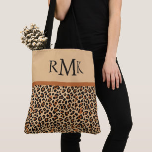 Bolso De Tela Monograma del Personalizado de impresión de leopar