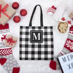 Bolso De Tela Monograma del Personalizado de la placa de búfalo<br><div class="desc">La elegante bolsa de tetas cuenta con un diseño con estampado de chapa de búfalo blanco y negro a gran escala,  con un personalizado inicial de monograma que se puede personalizar.</div>