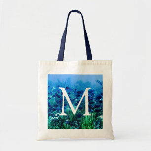 Bolso De Tela Monograma del pez de piel azul