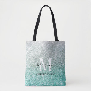 Bolso De Tela Monograma del Purpurina Girona Verde Plata Ombre