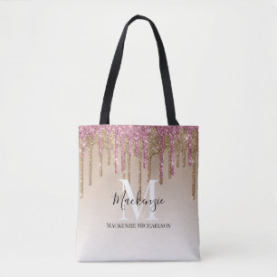 Bolso De Tela Monograma del Purpurina rosado Girona