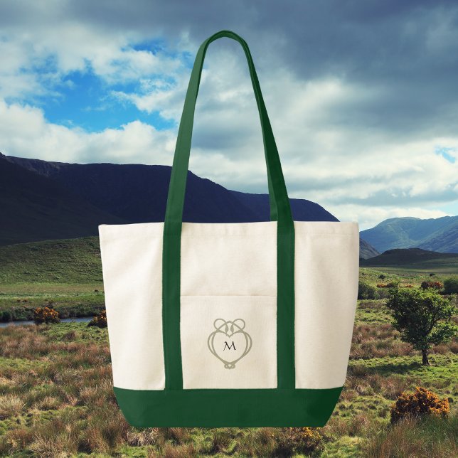Bolso De Tela Monograma del Sage Green Irish Celtic Swan Love Kn (Subido por el creador)