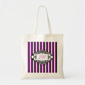 Bolso De Tela Monograma del vintage de la raya del caramelo
