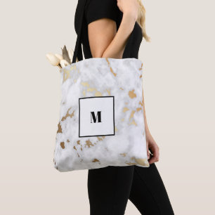 Bolso De Tela Monograma Diseño de mármol con clase Gold