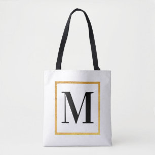 Bolso De Tela Monograma dorado