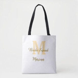 Bolso De Tela monograma dorado de la comitiva de la novia simple