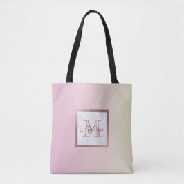 Bolso De Tela Monograma dorado de Rosa de mármol rosa