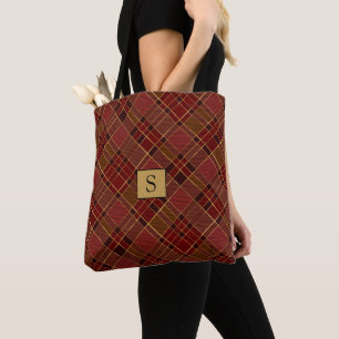 Bolso De Tela Monograma dorado negro rojo