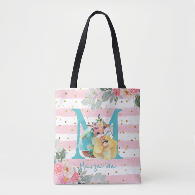 Bolso De Tela Monograma dulce de Ilustracion Fox (Anverso)
