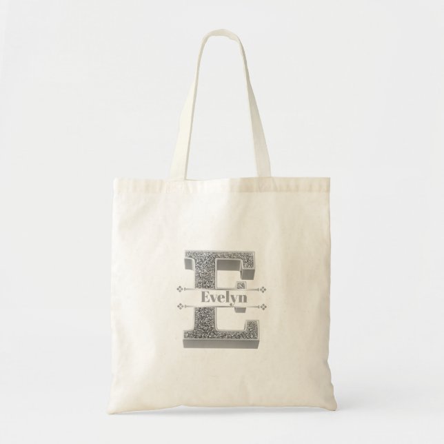 Bolso De Tela Monograma E inicial de plata personalizado Su nomb (Frente)