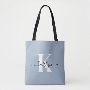 Bolso De Tela Monograma elegante de guion azul turbio